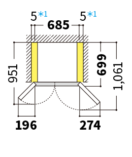 最小必要設置スペース・天面図