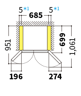 最小必要設置スペース・天面図