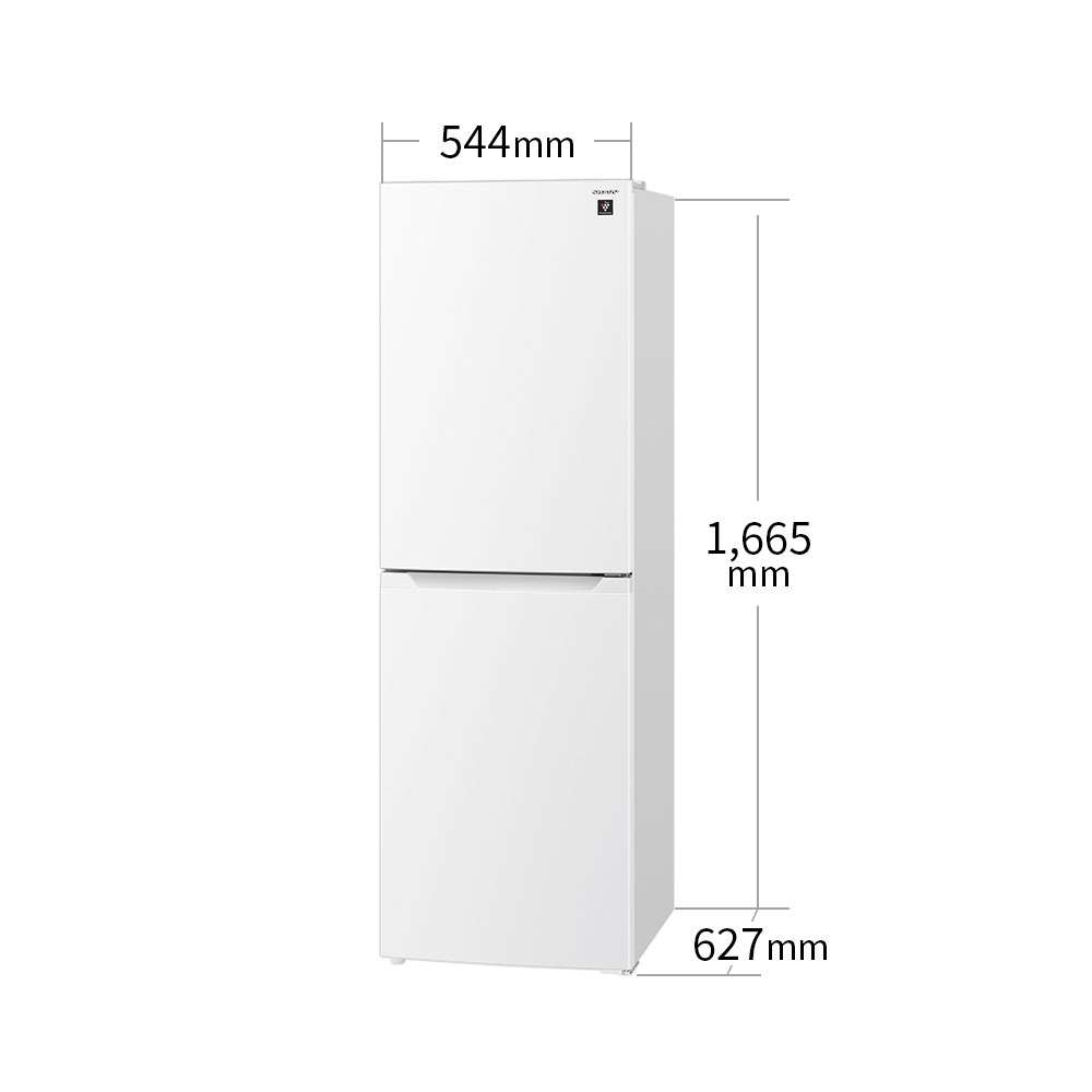冷蔵庫:SJ-BD23K-W:外形寸法、幅544mm×奥行627mm×高さ1665mm