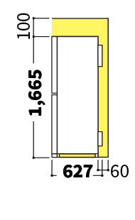 冷蔵庫の側面図