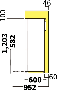 冷蔵庫の側面図
