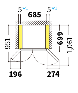 最小必要設置スペース・天面図