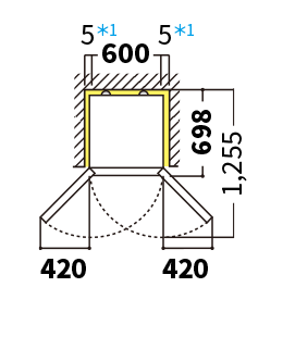 最小必要設置スペース・天面図
