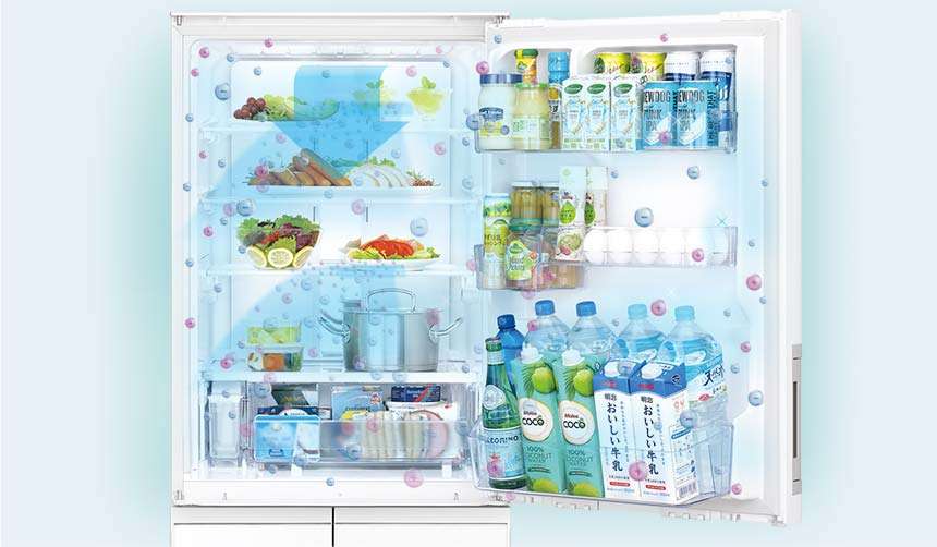 きれいな冷気を冷蔵庫全室に循環させて清潔保存、プラズマクラスター
