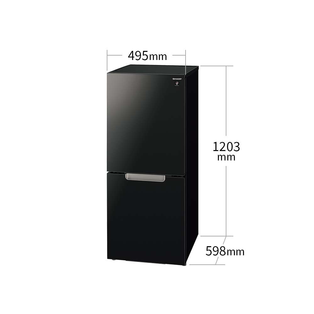 冷蔵庫:SJ-GD15J:外形寸法、幅495mm×奥行598mm×高さ1203mm