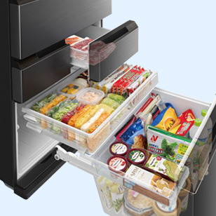 メガフリーザー冷凍室の冷凍食品収納イメージ