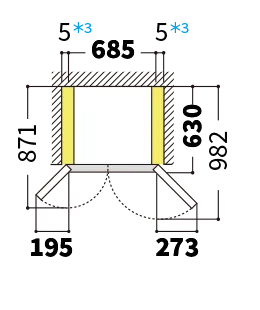 冷蔵庫の天面図