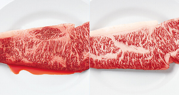 おいそぎ冷凍の肉の比較イメージ