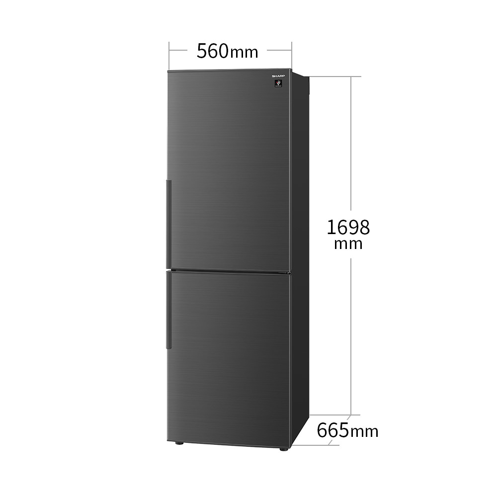 冷蔵庫:SJ-PD31K:外形寸法、幅560mm×奥行665mm×高さ1698mm