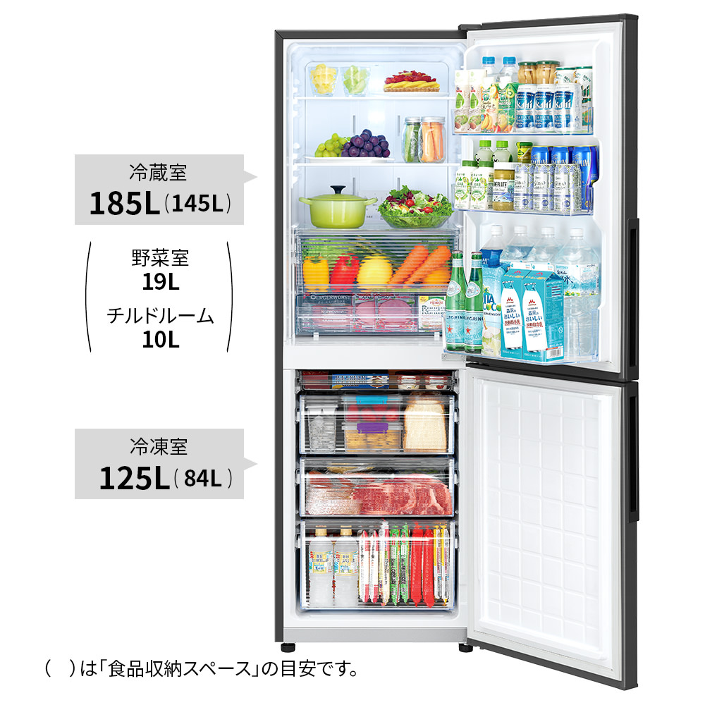 冷蔵庫:SJ-PD31K:定格内容積、冷蔵室185L、冷凍室125L