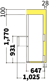 冷蔵庫の側面図