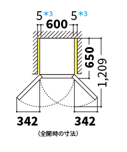 冷蔵庫の天面図