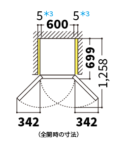 冷蔵庫の天面図