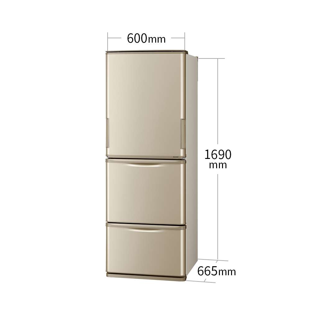 冷蔵庫:SJ-W357J:外形寸法、幅600mm×奥行665mm×高さ1690mm