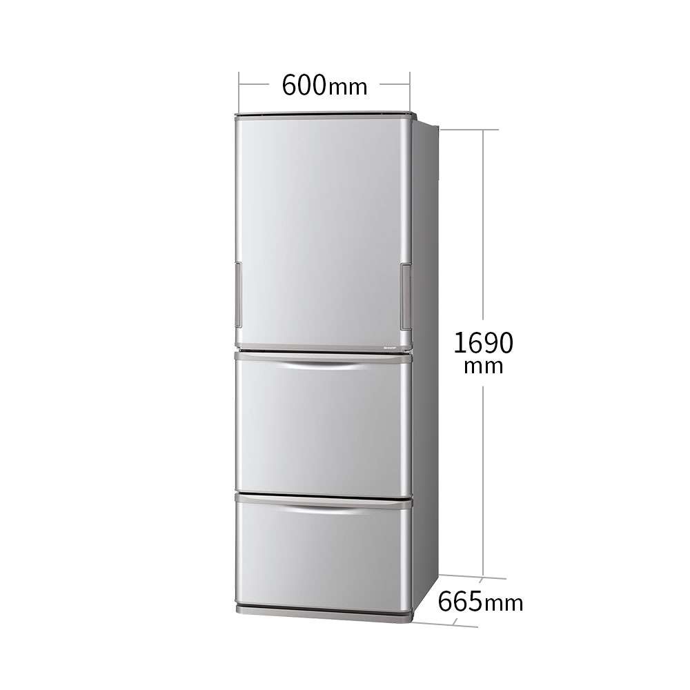 冷蔵庫:SJ-W358K:外形寸法、幅600mm×奥行665mm×高さ1690mm