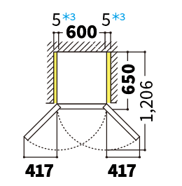 冷蔵庫の天面図