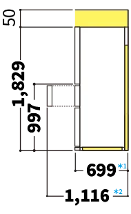 冷蔵庫の側面図