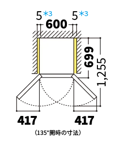 冷蔵庫の天面図