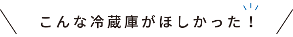 こんな冷蔵庫がほしかった！