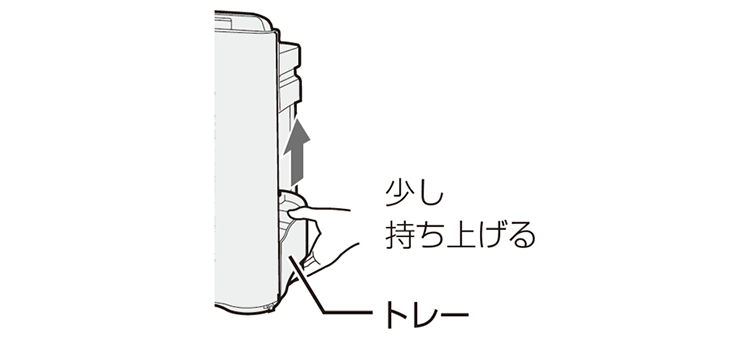トレーを少し持ち上げる