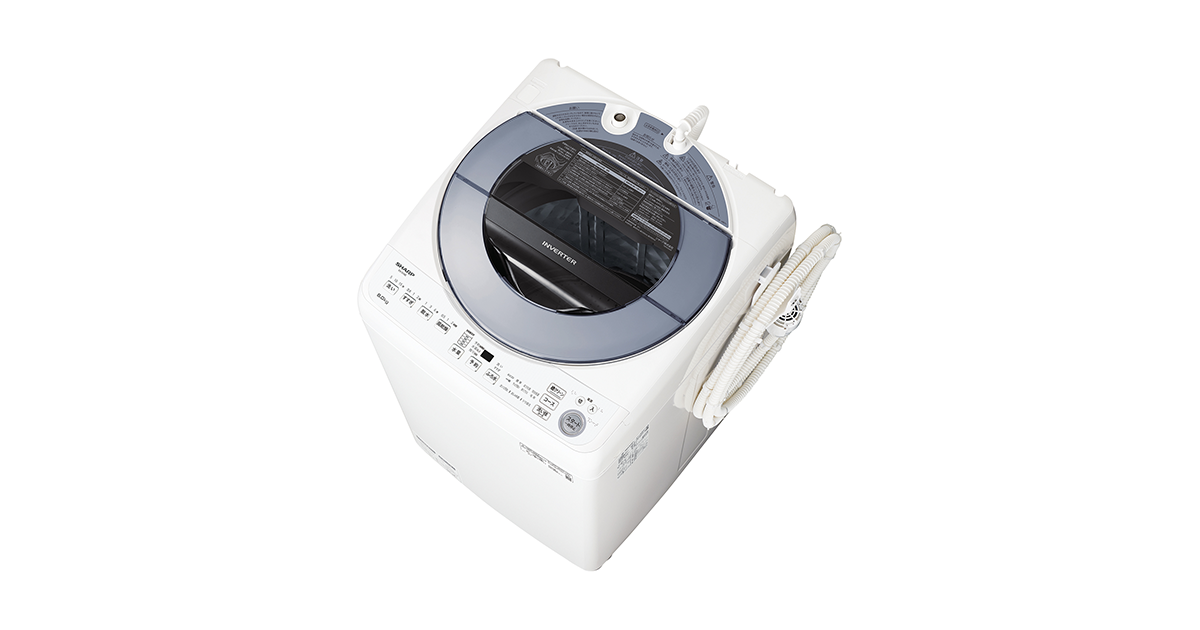 SHARP 洗濯機 乾燥ES-T82E9-W[8kg/ヒーター乾燥/Ag+イオン/穴なし槽 