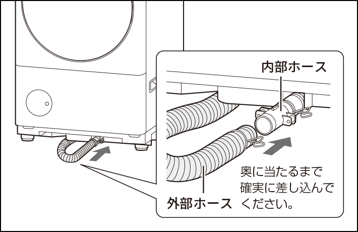 ES-8XS1の真下排水の設置例イメージ