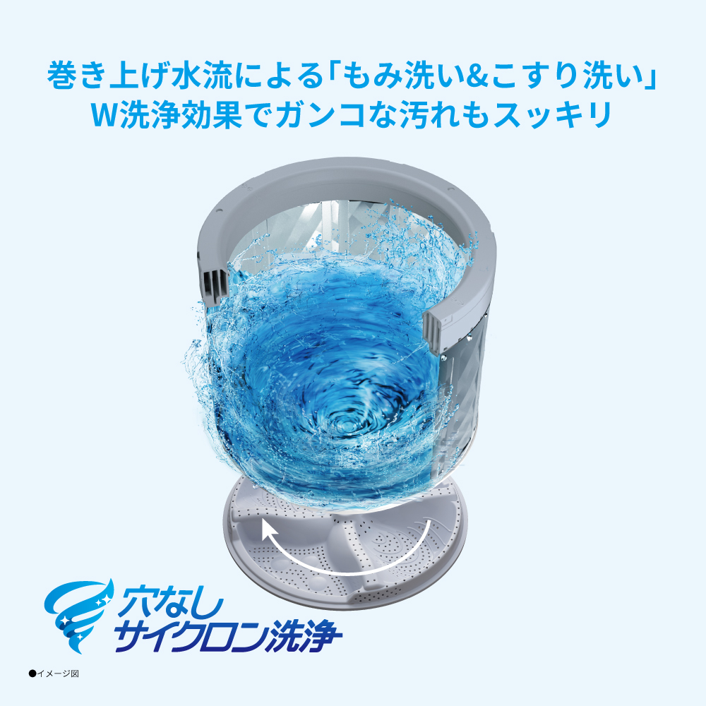全自動洗濯機:ES-GV10H:巻き上げ水流による「もみ洗い&こすり洗い」ダブル洗浄効果でガンコな汚れもスッキリ