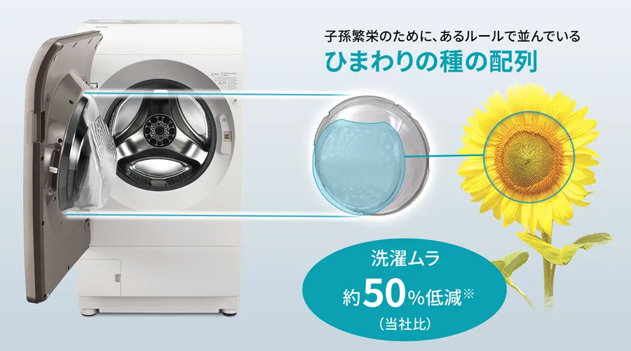 ひまわりの種の配列を応用したドアの裏の凹凸イメージ