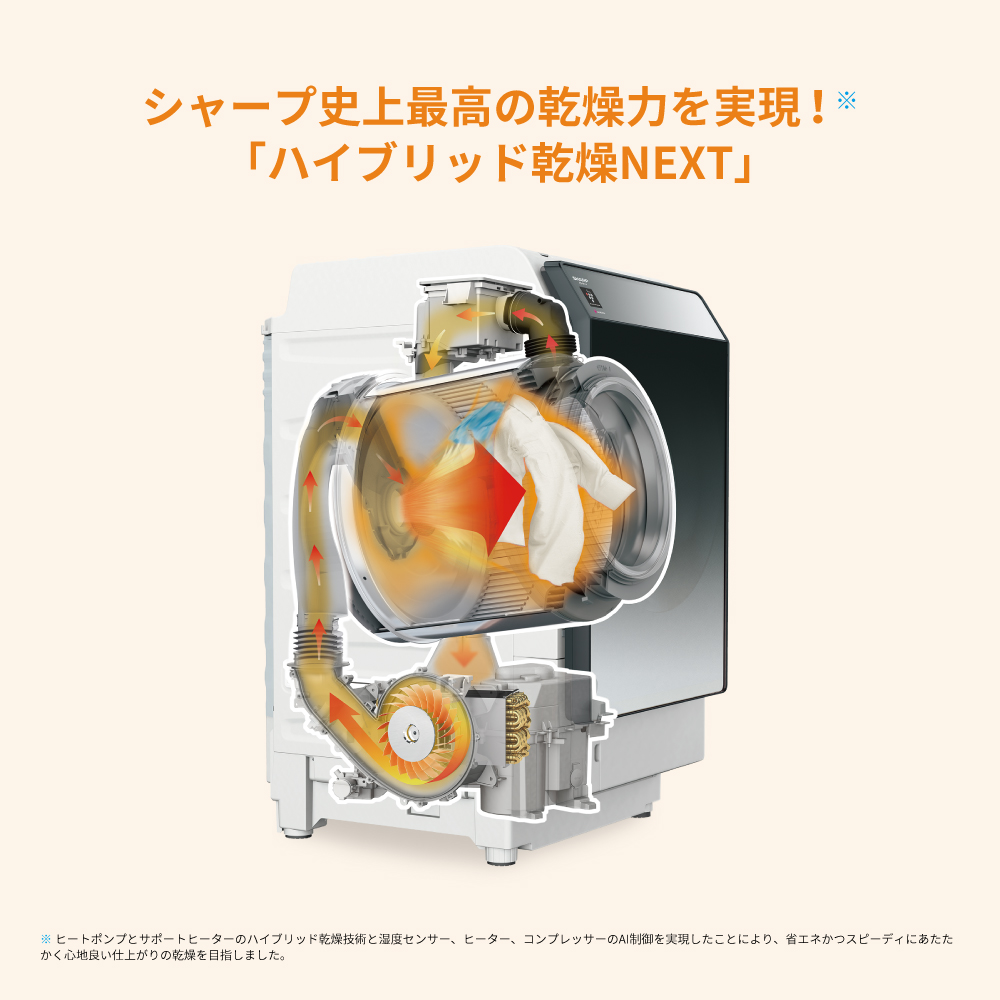 【美品/2022年製】SHARP ES-W114-SL ドラム式電気洗濯乾燥機