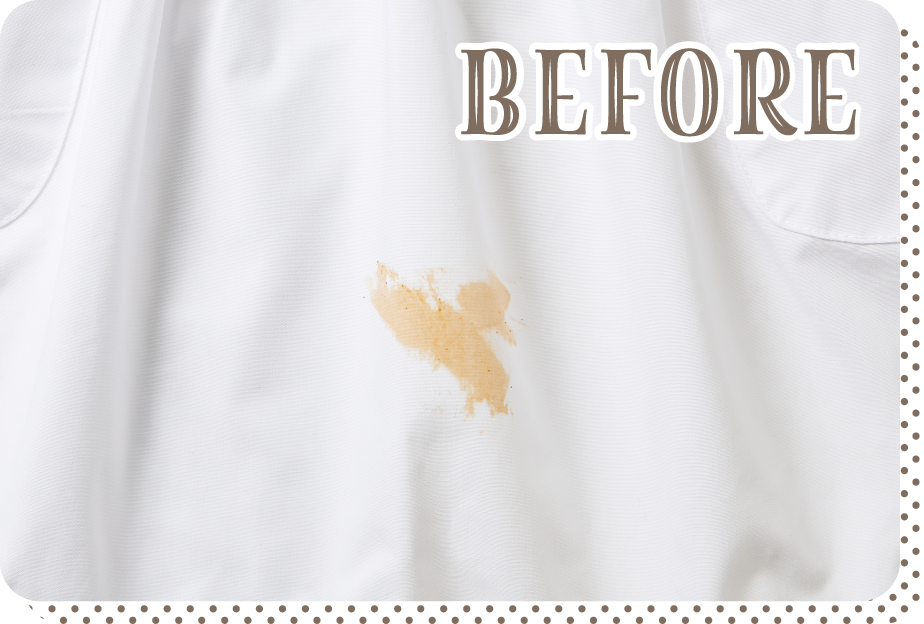 BEFORE：ケチャップのシミ汚れがついたエプロン