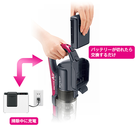 バッテリー切れの不安を軽減する着脱式バッテリー
