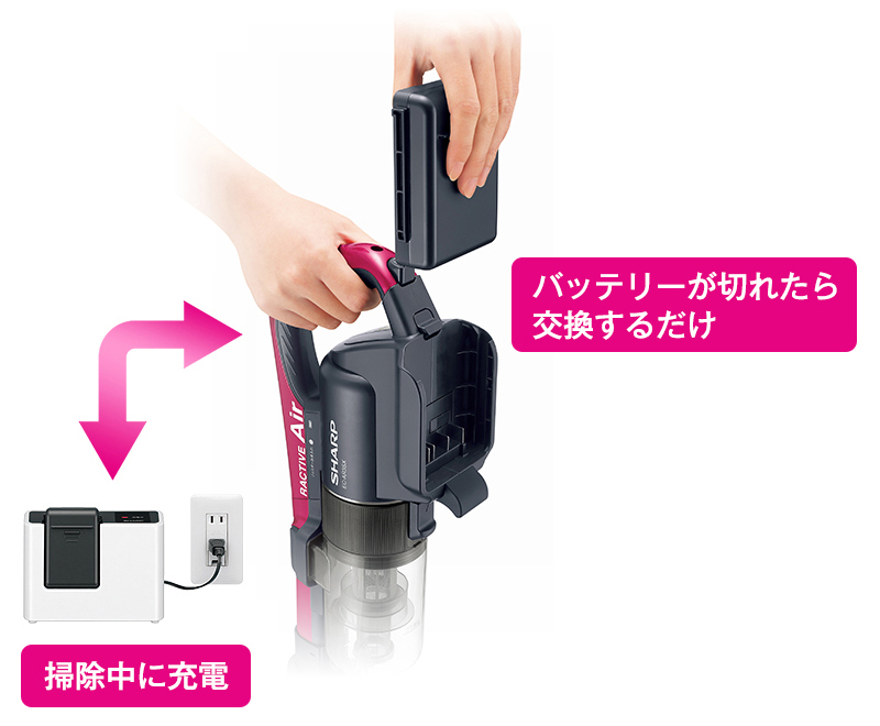 バッテリー切れの不安を軽減する着脱式バッテリー