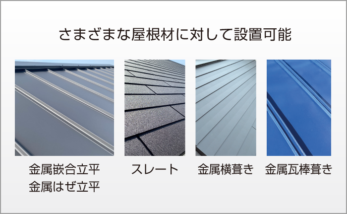 さまざまな屋根材に対して設置可能