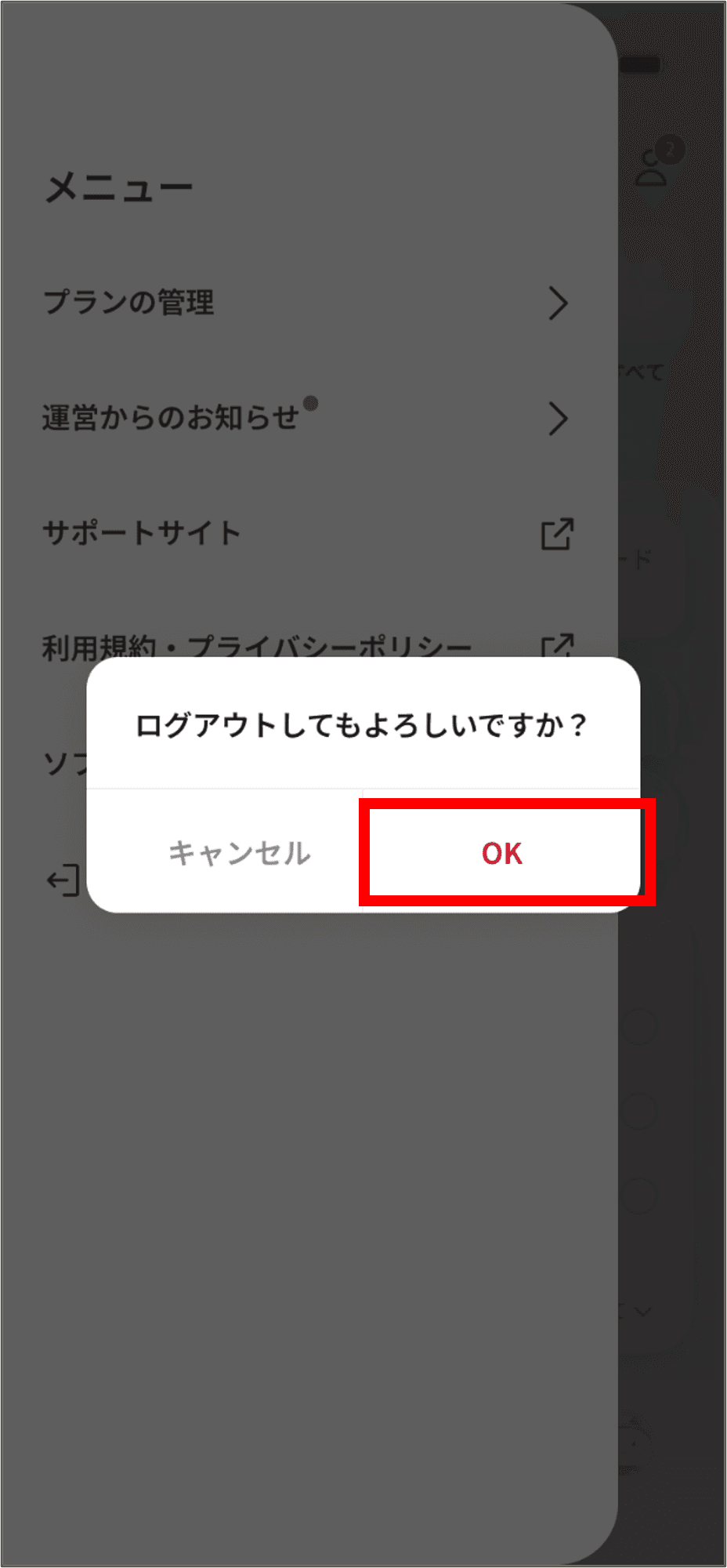 OKをタップします