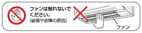 ファンは触れないでください。（破損や故障の原因）