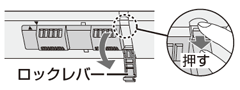 ロックレバーを下に倒す