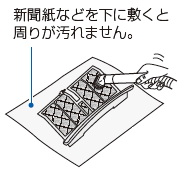 新聞紙などを下に敷くと周りが汚れません。