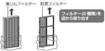フィルターの取り付けかた(KI-JX75/KI-X75E6/KI-J75YX/KI-HX75 フィルターの取り付けかた(KI-JX75/KI-X75E6/KI-J75YX/KI-HX75