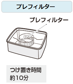 プレフィルター　つけ置き時間約10分
