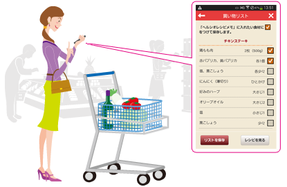イメージ：｢ココロボ〜ド｣で買い物リストを作成